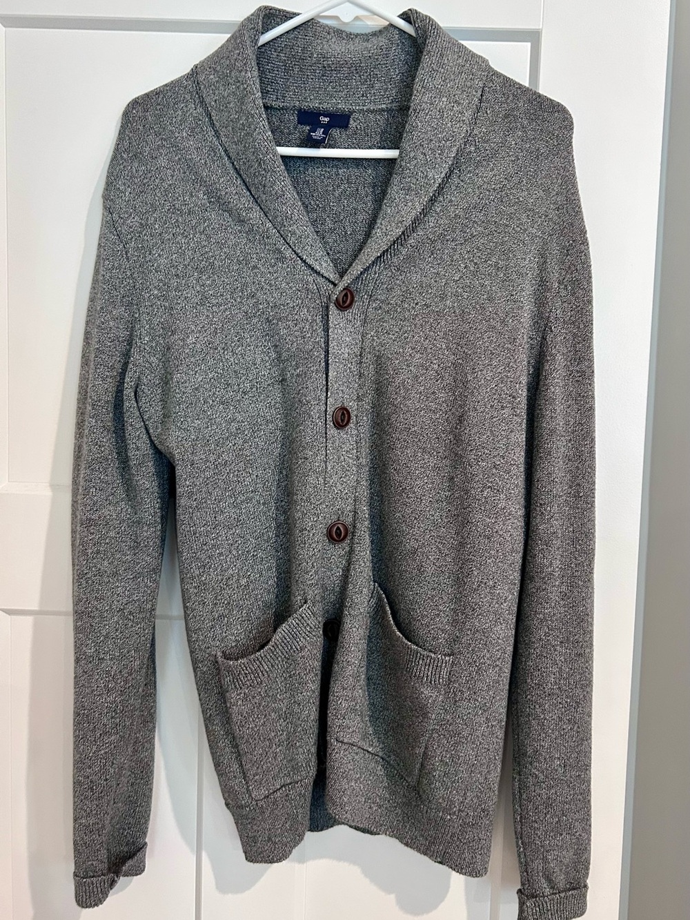 GAP Men's Gray Shawl Collar Button Cardigan